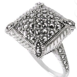 Marc Swarovski Marcasite Silver Ring Necklace Ring Set NEW Size 8